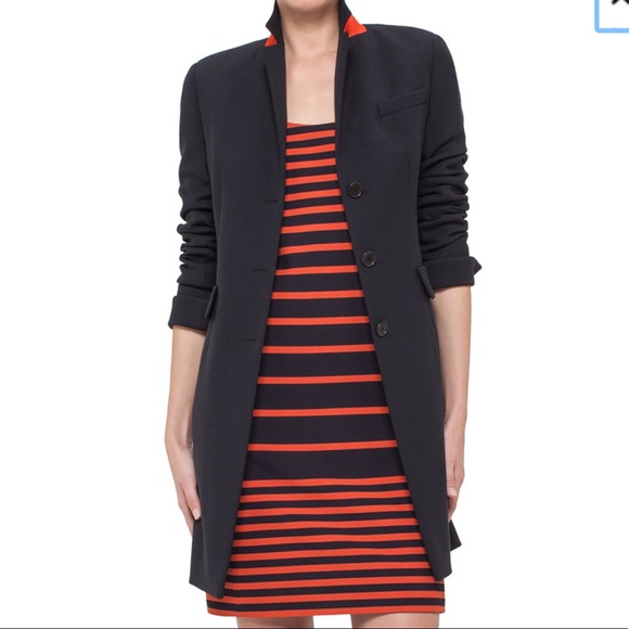 Akris Punto Sleevless Navy & Rust Stripe Dress - Picture 2 of 8